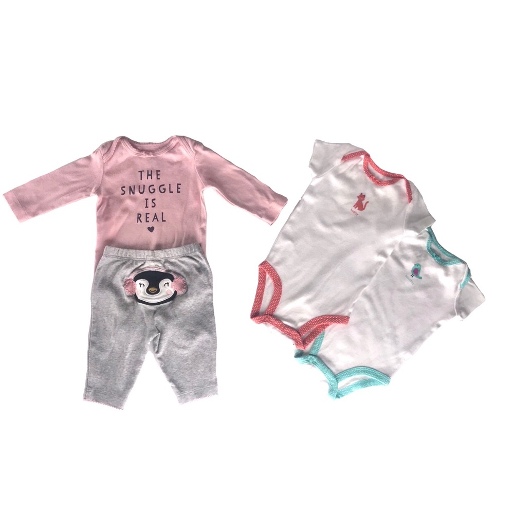 Carter’s Baby Girl 3 M Multicolor Variety Bodysuits & Pants 4 Piece Bundle - Picture 2 of 12